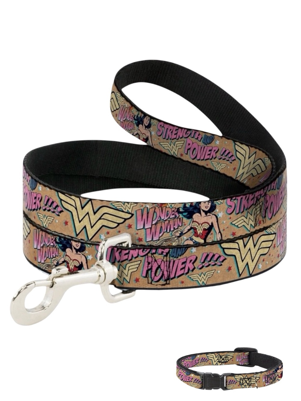 DC Comics Wonder Woman Dog Collar & Leash Set 2-Pack Small Strength Power NWT - Picture 2 of 3